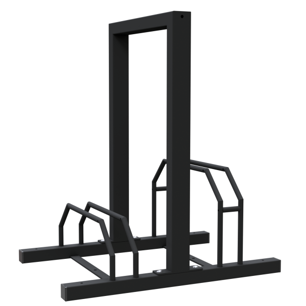 Bicycle stand | Row system | with leaning bracket | with leaning bracket | hot-dip galvanised and coated in RAL9005 | 2 Bicycleslength: 700 mm